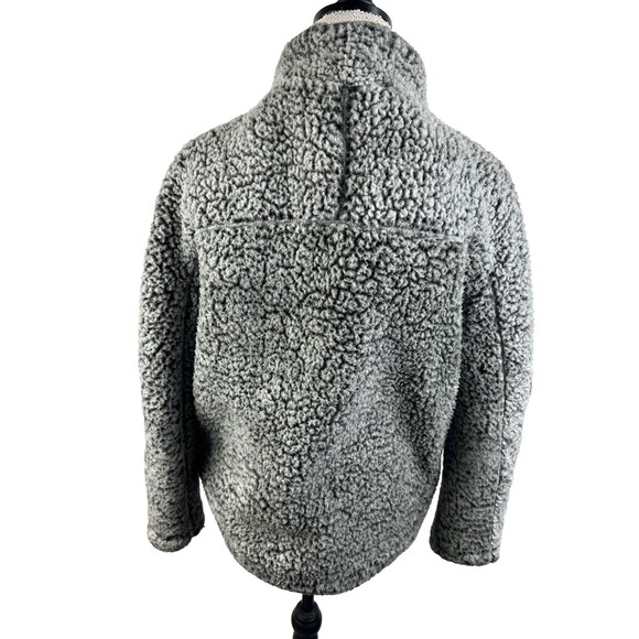 Thread & Supply 1/4 Zip Pullover Women's Med Charcoal Teddy Sherpa Pullover Top - Picture 3 of 7